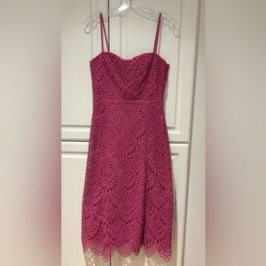 Donna Karan Size 4 Dress Bright Pink Magenta Eyelet Spring NWT Lace Scallop Hem